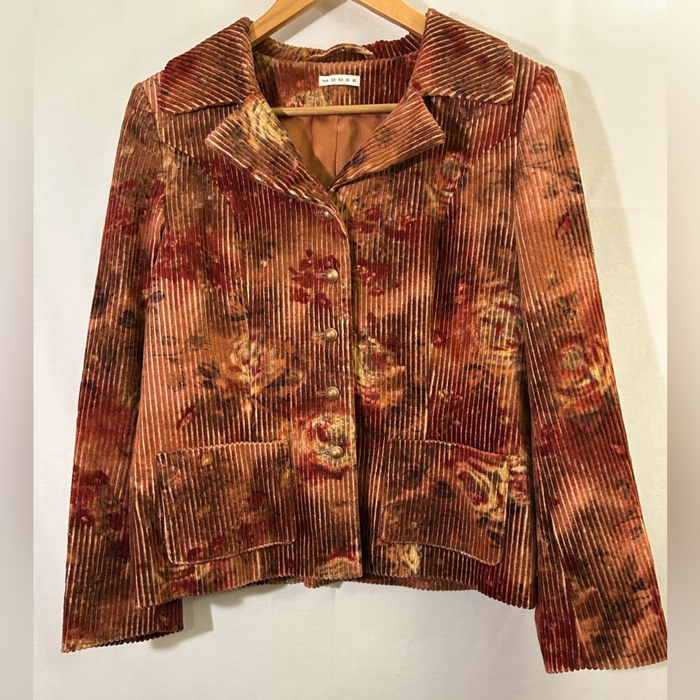 Modee Floral Corduroy Cotton Jacket Size 8